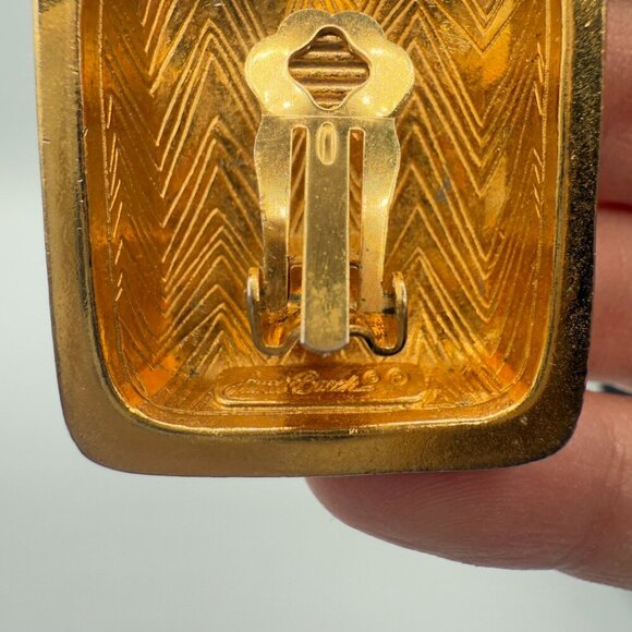 Vintage 1980s Laurel Burch Chunky Tribal Clip On Earrings - Picture 11 of 11